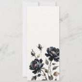Invitation Gothique Aquarelle noire Rose noir Menu Mariage (Dos)