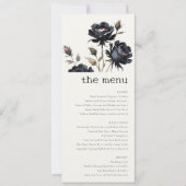 Invitation Gothique Aquarelle noire Rose noir Menu Mariage (Devant)