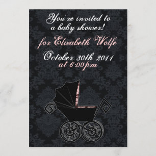 Invitation 'Gothique Baby Carriage- Girl'