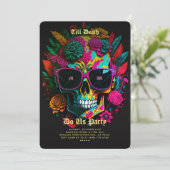 Invitation Gothique Bachelorette Party Botanique Floral Crâne (Debout devant)