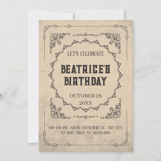 Invitation gothique baroque vintage (Devant)