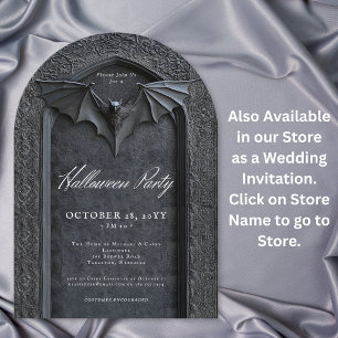 Invitation Gothique Bat Arched Tombstone Halloween Party