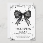 Invitation Gothique Black Bow Coquette Halloween Party (Devant)