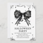Invitation Gothique Black Bow Coquette Halloween Party (Devant)