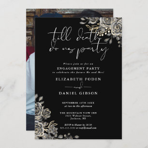 Invitation Gothique Black Et White Photo Engagement Party