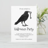 Invitation Gothique Black Raven Halloween Party (Debout devant)