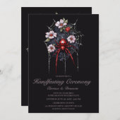 Invitation Gothique Black & Red Spider Floral Web Handfasting (Devant / Derrière)