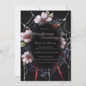 Invitation Gothique Black & Red Spider Floral Web Handfasting (Devant)