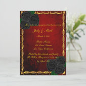 Invitation Gothique Black Rose Blood Red Engagement Party (Debout devant)