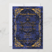 Invitation Gothique Bleu & Cadre Doré pour les 25 ans (Dos)