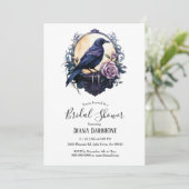 Invitation Gothique Boho Floral Raven & Fête des mariées Rose (Debout devant)