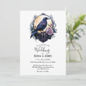 Invitation Gothique Boho Floral Raven & Mariage Rose (Debout devant)