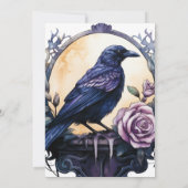 Invitation Gothique Boho Floral Raven & Mariage Rose (Dos)