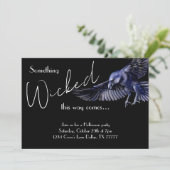 Invitation Gothique Corbeau Quelque Chose Fête D'Halloween Wi (Debout devant)