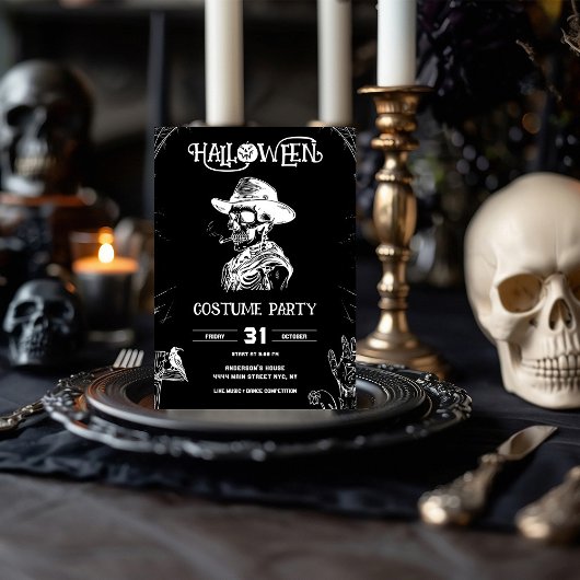 Invitation Gothique Cowboy Skeleton Art