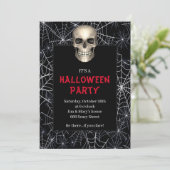 Invitation Gothique Crâne blanc Araignée Web Halloween Party (Debout devant)