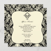 Invitation Gothique Crâne Damask Halloween Party (Devant / Derrière)