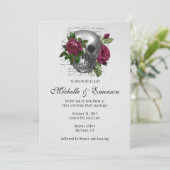 Invitation Gothique Crâne Floral jusqu'à la mort nous séparon (Debout devant)