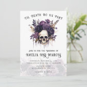 Invitation Gothique crâne foncé Floral Halloween Mariage (Debout devant)