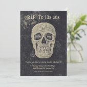 Invitation Gothique Crâne gris-beige Anniversaire à sa vingta (Debout devant)
