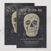 Invitation Gothique Crâne gris-beige Anniversaire à sa vingta (Devant / Derrière)