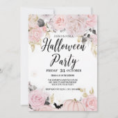 Invitation Gothique Crâne & Rose Halloween Party (Devant)