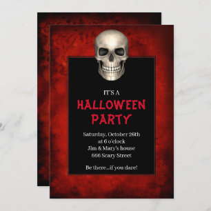 Invitation Gothique Crâne rouge Grunge Halloween Party