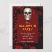 Invitation Gothique Crâne sang éclaboussé Parti d'Halloween (Devant)