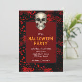 Invitation Gothique Crâne sang éclaboussé Parti d'Halloween (Debout devant)