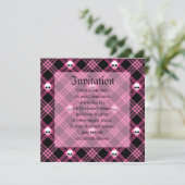 Invitation Gothique Crâne Tartan Plaid (Debout devant)
