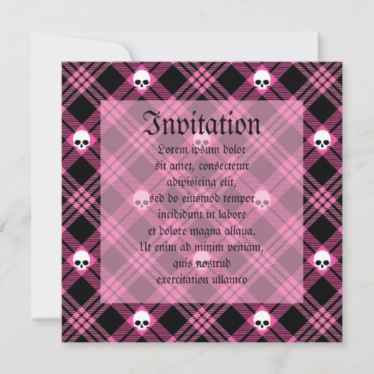 Invitation Gothique Crâne Tartan Plaid (Devant)