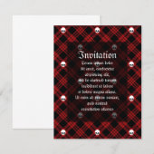 Invitation Gothique Crâne Tartan Plaid (Devant / Derrière)
