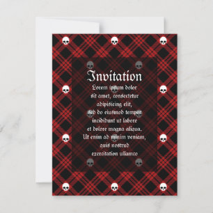 Invitation Gothique Crâne Tartan Plaid