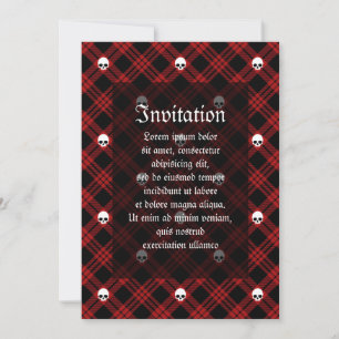 Invitation Gothique Crâne Tartan Plaid