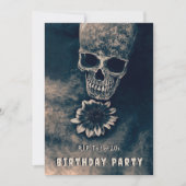 Invitation Gothique Crâne Tournesol RIP À ses 20 ans (Devant)