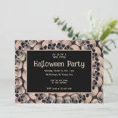 Invitation Gothique Crâne Vintage Abstrait Halloween Party (Debout devant)