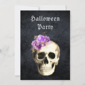 Invitation Gothique Crâne violet Roses Halloween Party (Devant)