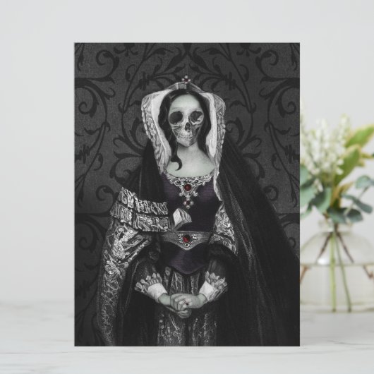 Invitation Gothique Dame de crâne (Debout devant)