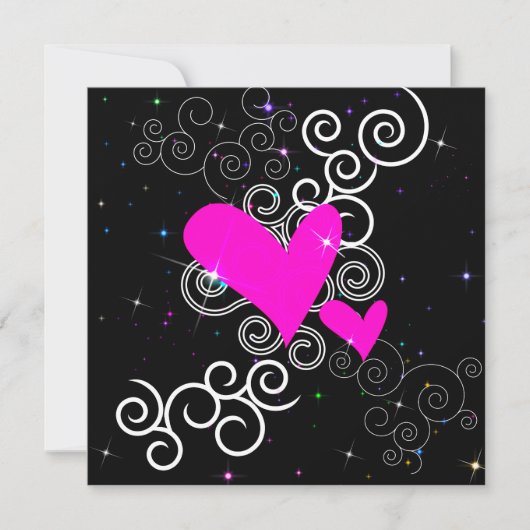 Invitation gothique d'anniversaire avec coeurs sci (Devant)