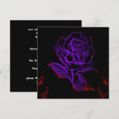 Invitation gothique d'anniversaire Rose Pourpre (Devant / Derrière)