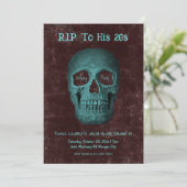 Invitation Gothique Dark Turquoise crâne Brown RIP à ses 20 a (Debout devant)