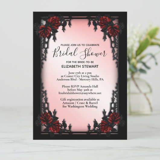 Invitation gothique de douche nuptiale Infos d'ins (Debout devant)
