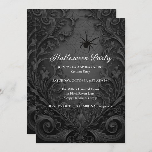 Invitation Gothique de la fête d'Halloween (Devant / Derrière)