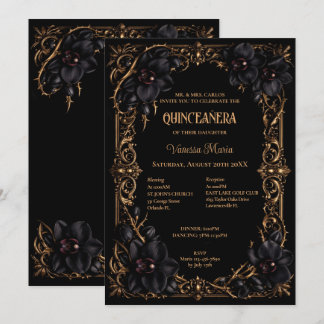 Invitation gothique de Quinceanera Halloween Orchi