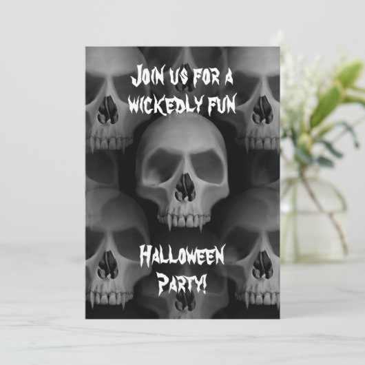 Invitation Gothique diabolique crâne Halloween fête de l'horr (Debout devant)