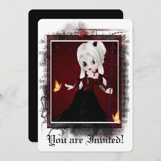 Invitation gothique Douche nuptiale Little Devil 2 (Devant / Derrière)