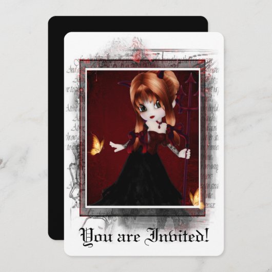 Invitation gothique Douche nuptiale Little Devil 3 (Devant / Derrière)