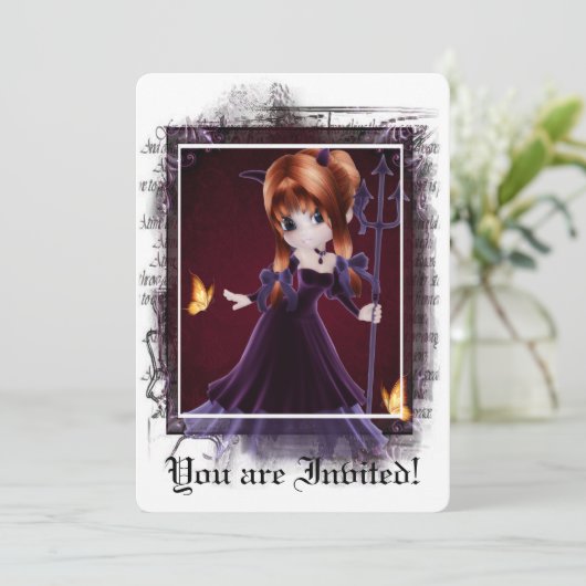 Invitation gothique Douche nuptiale Little Devil 5 (Debout devant)