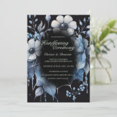Invitation Gothique Dusty Blue Spider Floral Web Handfasting (Debout devant)