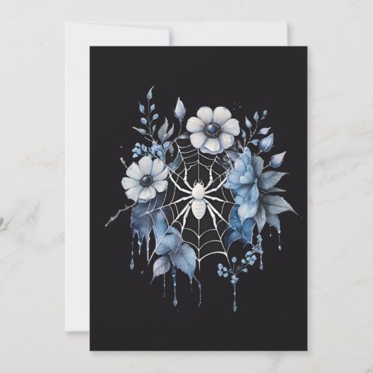 Invitation Gothique Dusty Blue Spider Floral Web Handfasting (Dos)